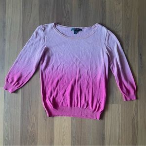 Lauren by Ralph Lauren Pink Ombré 3/4 Sleeve Sweater